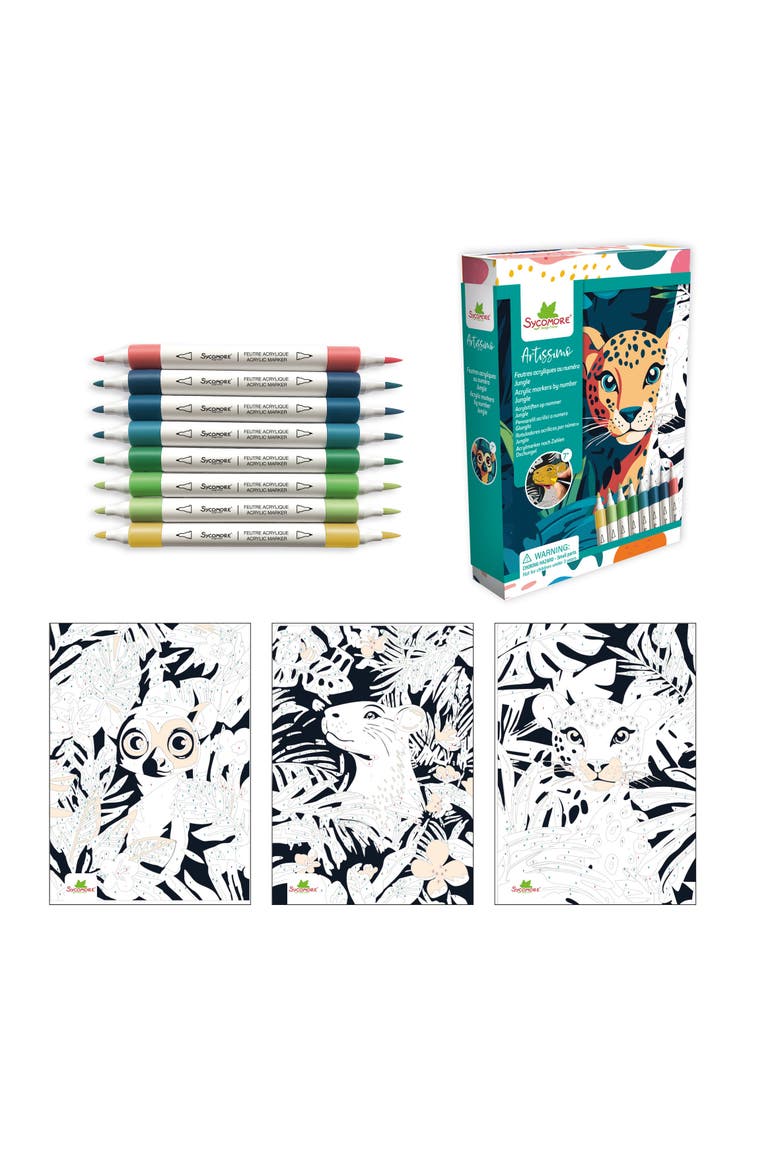 Artissimo -S Acrylic markers by numbers Jungle - 7y+, Main, color, Multicolor