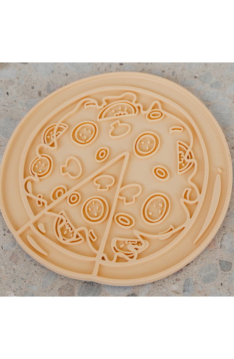 Dexypaws Enrichment Lick Mat Pupperoni Pizza Grooved Silicone, Alternate, color, Brown