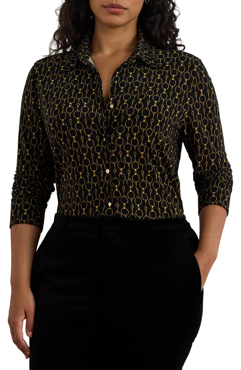 Lauren Ralph Lauren Chains Slim Fit Button-Up Shirt, Main, color, Black Multi