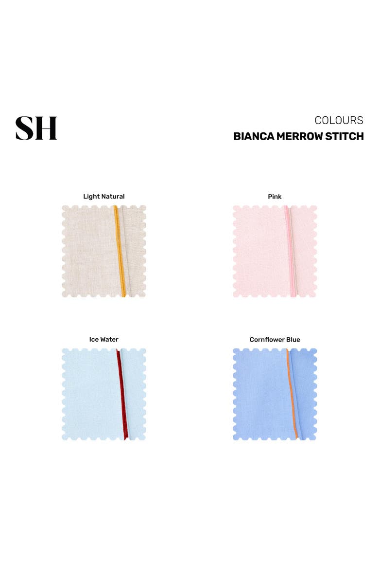 Solino Home Linen Dinner Napkins - Bianca Merrow Stitch, 20" x 20" Inch, Alternate, color, Pink