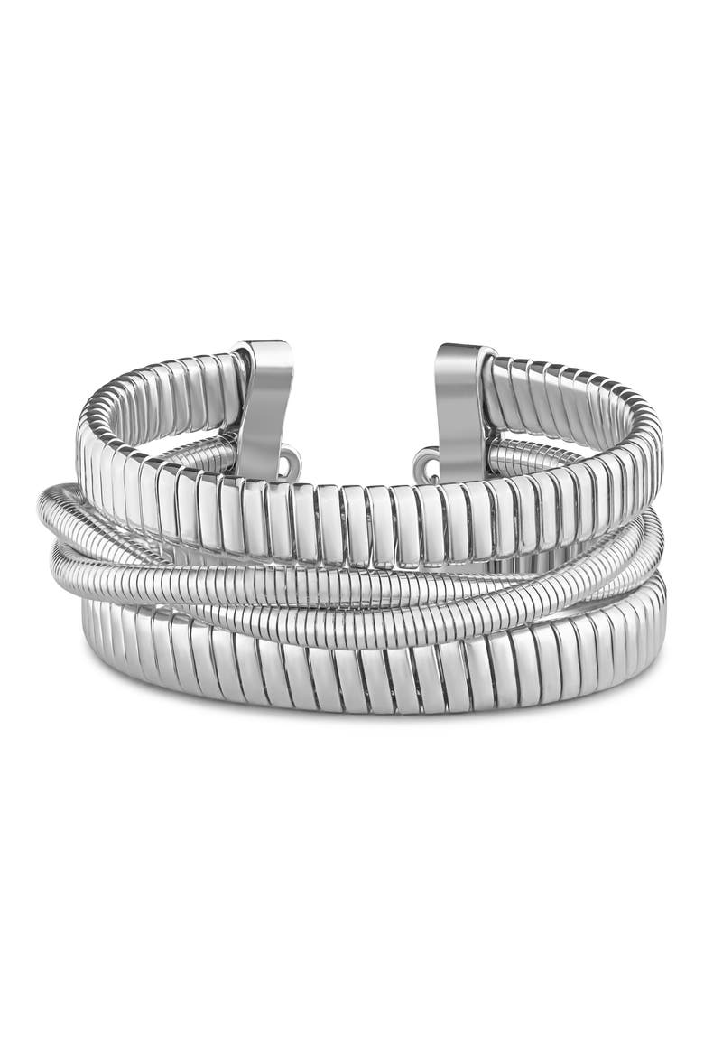 Flexible Coiled Cuff Bracelet (Nordstrom Exclusive), Main, color, SILVER