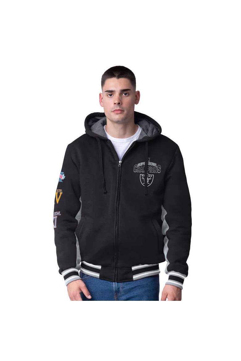 Men's G-III Extreme Black Las Vegas Raiders No Huddle Commemorative Full-Zip Hoodie Jacket, Alternate, color, Black