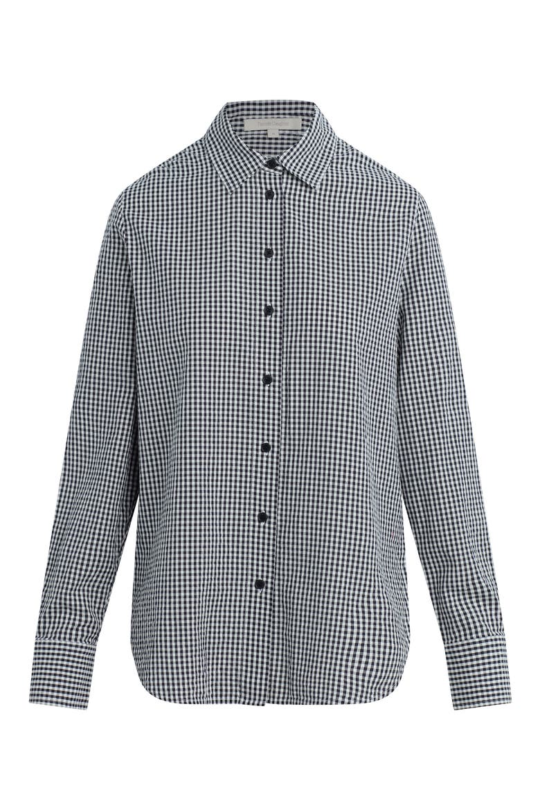 The Boyfriend Check Print Woven Shirt, Alternate, color, NAVY/ WHITE