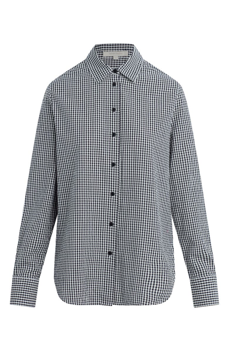 Favorite Daughter The Boyfriend Check Print Woven Shirt, Alternate, color, Navy/ White