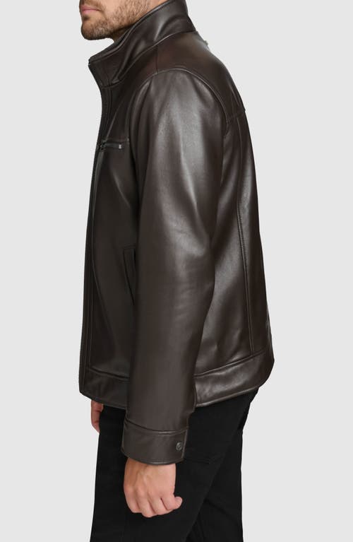 Andrew Marc Leather Moto Jacket With Attached Bib In Black
