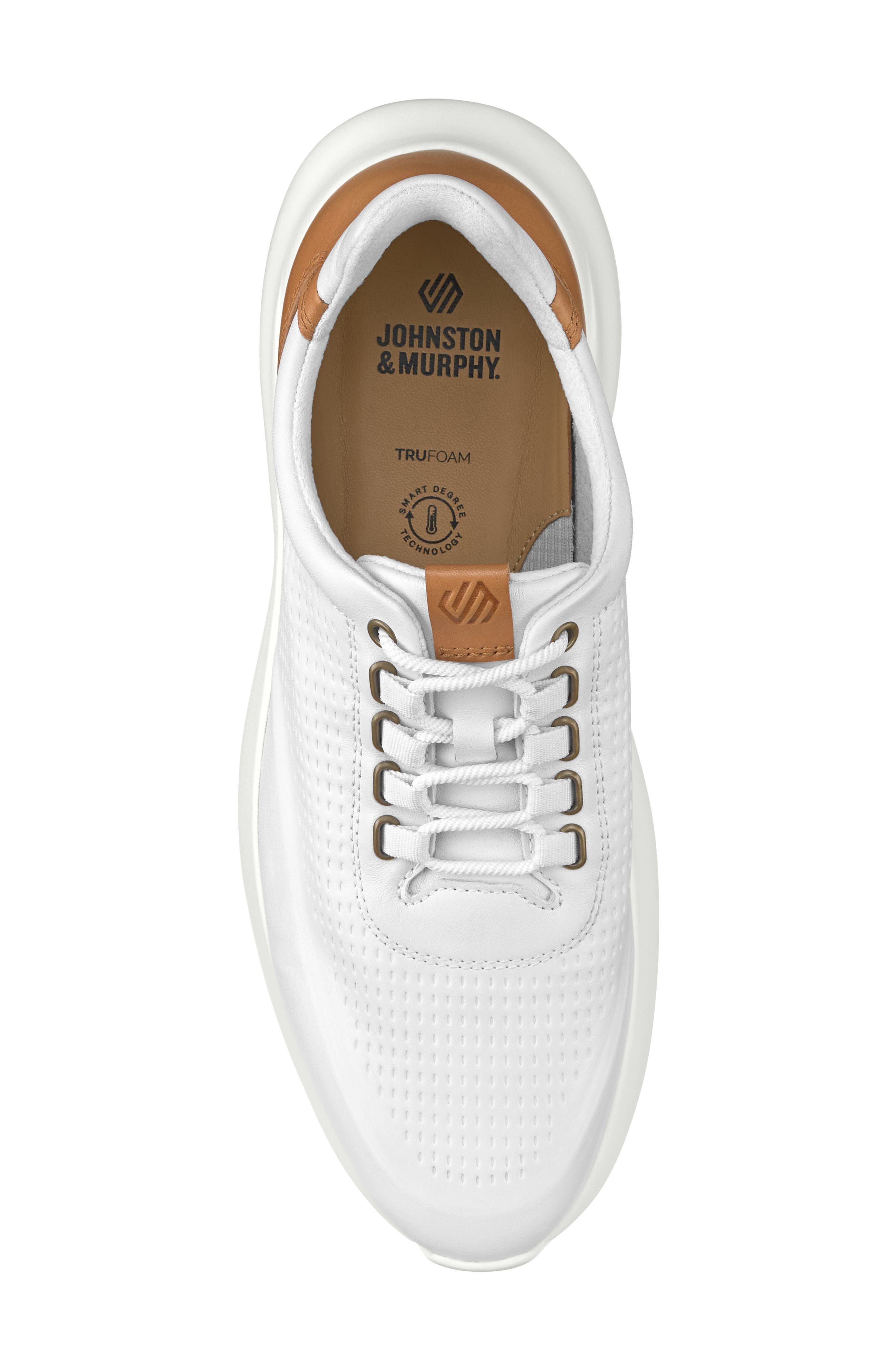 Johnston & Murphy Amherst 2.0 U-Throat Leather Sneaker, Alternate, color, White Full Grain
