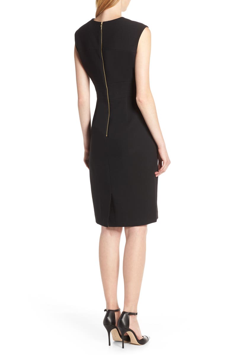 Tahari Star Neckline Crepe Sheath Dress, Alternate, color, 