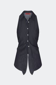 SIMONMILLER Loch Sleeveless Poplin Tie Back Button Up Shirt