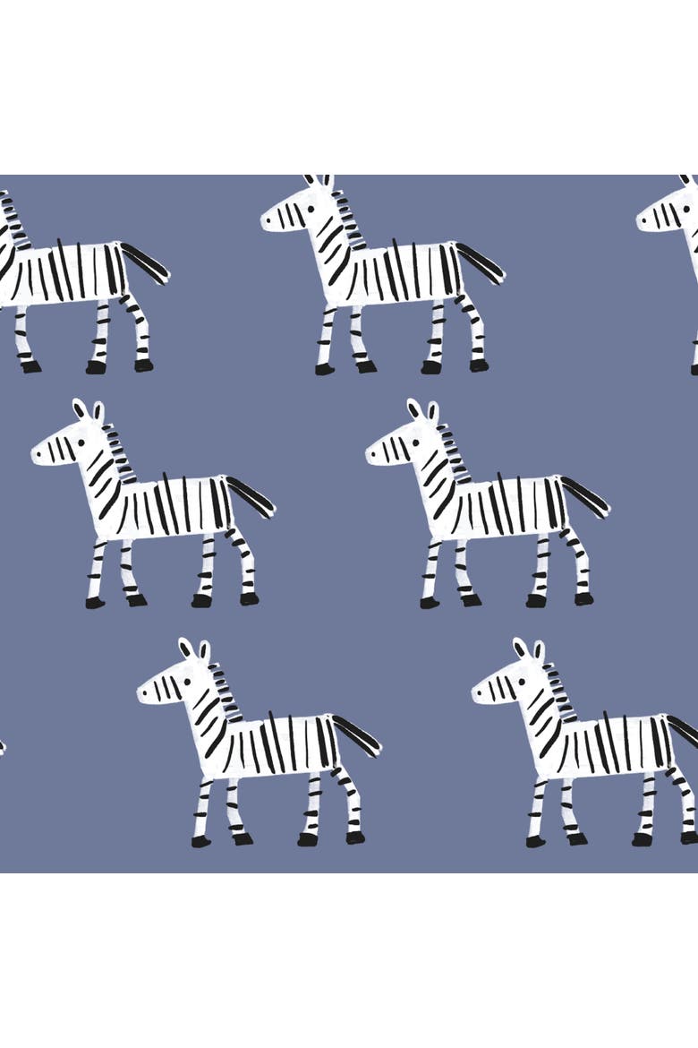 Signature Zebra Organic Cotton Breathable Fitted Crib Sheet, Alternate, color, Blue