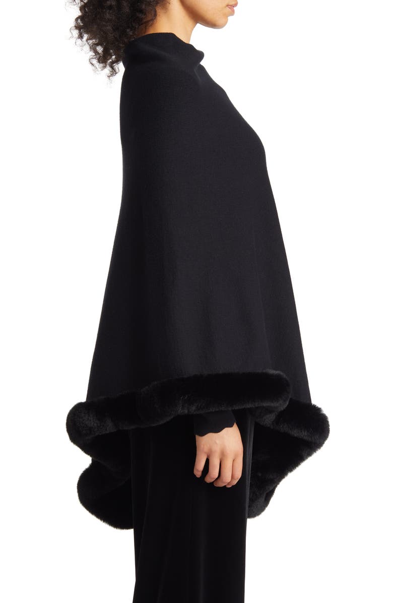 Ming Wang Heritage Fit Faux Fur Trim Poncho, Alternate, color, 