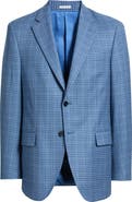 Peter Millar Flynn Classic Fit Light Blue Check Wool Sport Coat