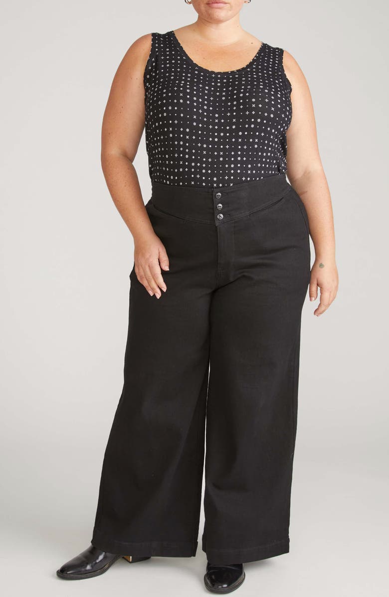 Universal Standard Hudson Liquid Jersey High-Low Tank Top, Alternate, color, Galactic Print In Black