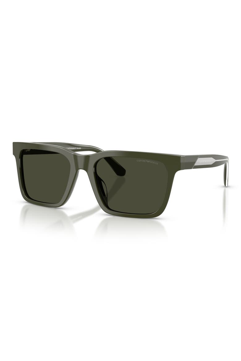 57mm Square Sunglasses, Alternate, color, SHINY GREEN / GREEN