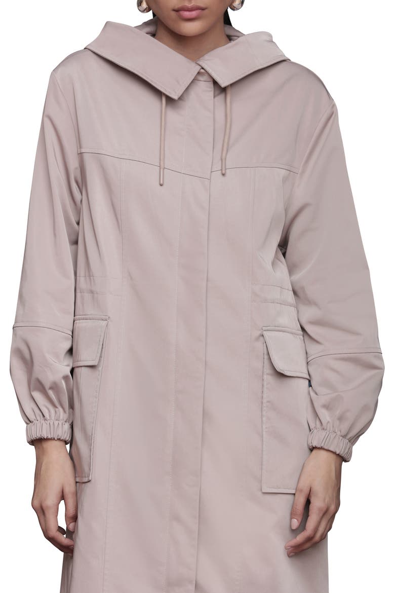 Hooded Water Resistant Longline Anorak, Alternate, color, PINK SAND