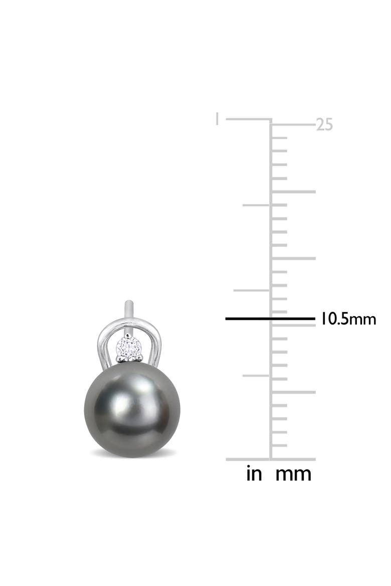 Sterling Silver 8–8.5mm Cultured Black Tahitian Pearl & White Topaz Stud Earrings, Alternate, color, BLACK