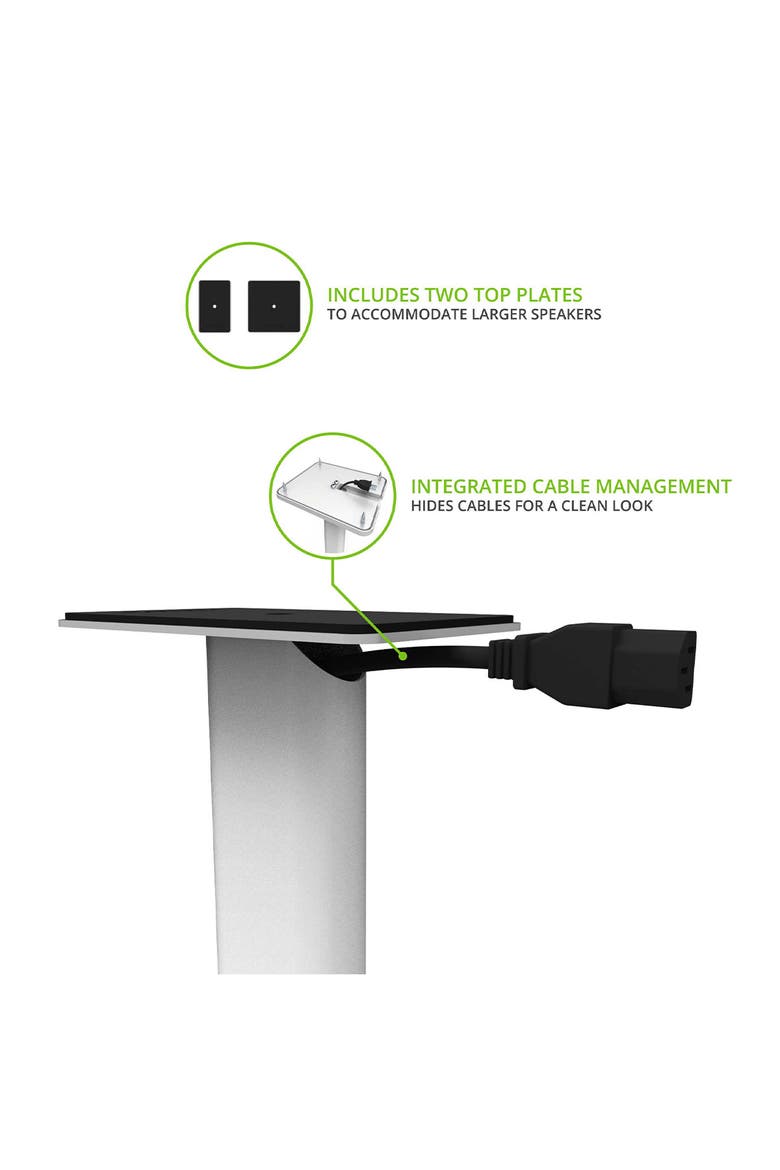 SP26PL 26" Bookshelf Speaker Stands with Rotating Top Plates and Cable Management - Pair, Alternate, color, White