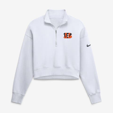 Women's Nike White Cincinnati Bengals Oversized Phoenix Fleece Cropped Quarter-Zip Sweatshirt