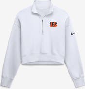 Nike Women's Nike White Cincinnati Bengals Oversized Phoenix Fleece Cropped Quarter-Zip Sweatshirt
