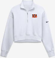 Nike Women's Nike White Cincinnati Bengals Oversized Phoenix Fleece Cropped Quarter-Zip Sweatshirt