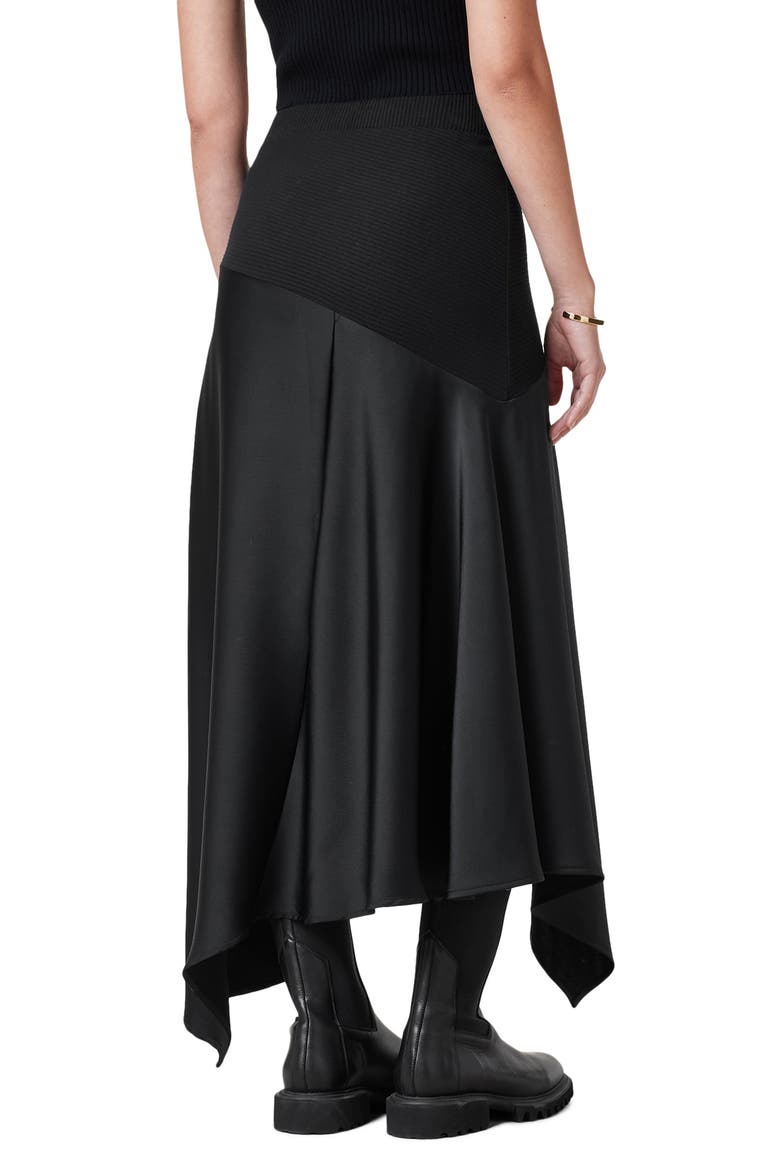 Pia Mixed Media Asymmetric Skirt, Alternate, color, BLACK