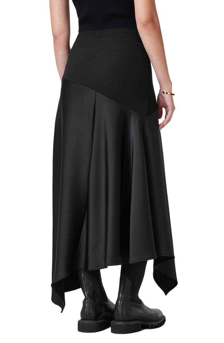 AllSaints Pia Mixed Media Asymmetric Skirt, Alternate, color,