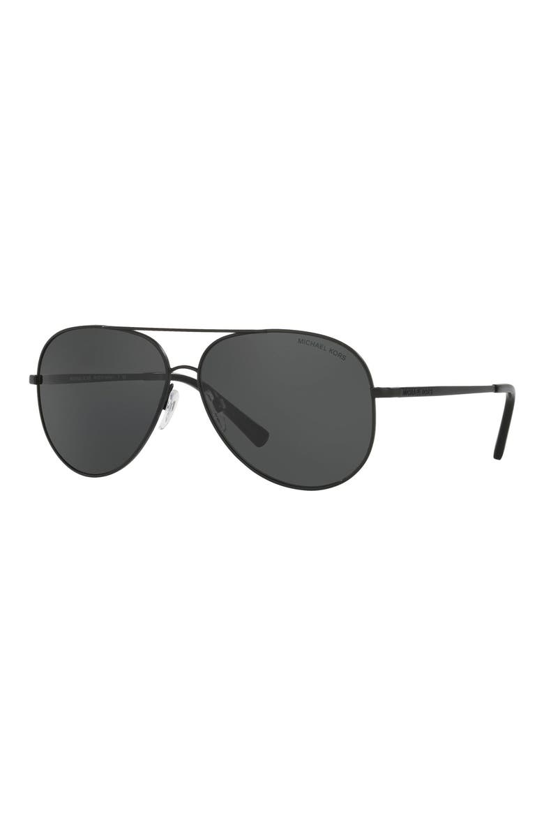 60mm Pilot Sunglasses, Alternate, color, MATTE BLACK