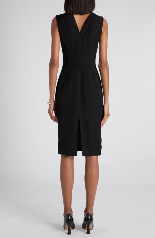 Bottega Veneta Buckle Sleeveless Grainy Viscose Linen Dress In Black