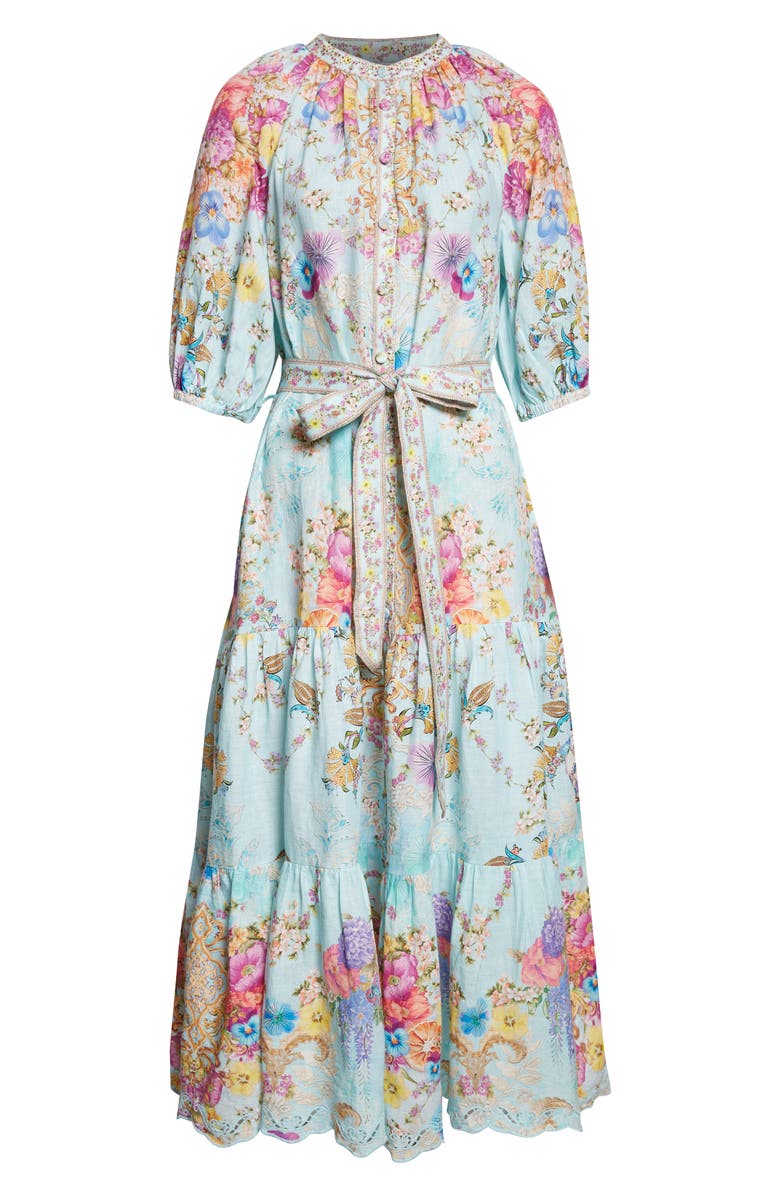 Camilla Bazaar Blooms Linen Midi Shirtdress, Main, color, Bazaar Blooms
