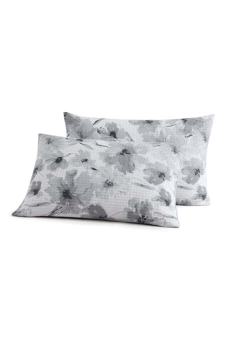 Modern Bloom Waffle Cotton Duvet & Sham Set, Alternate, color, GREY