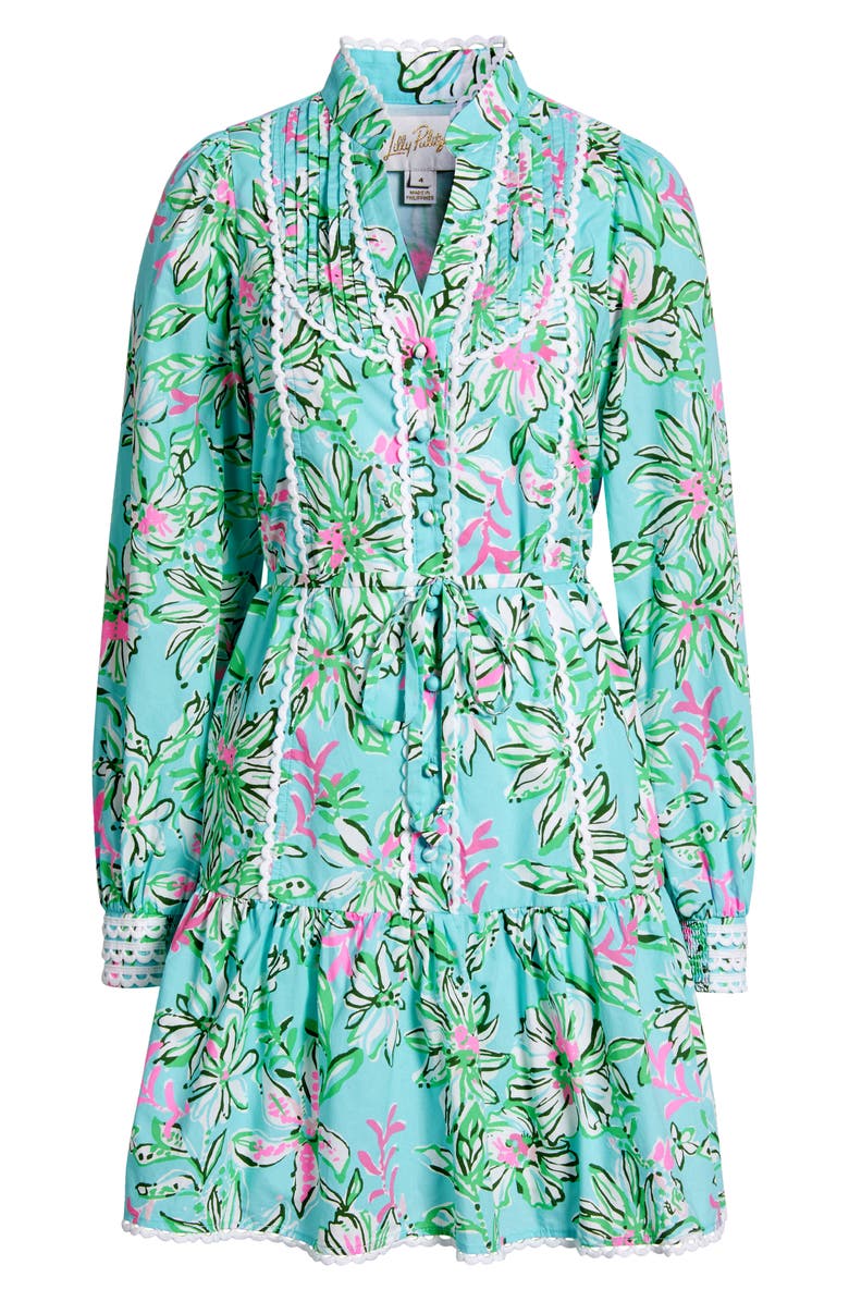 Lilly Pulitzer<sup>®</sup> Arletta Floral Print Long Sleeve Cotton Dress, Alternate, color, Multi Sun Of A Bun