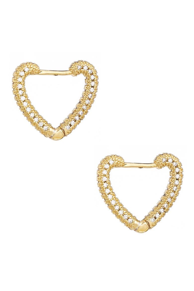 Pavé Heart Huggie Earrings, Main, color, GOLD