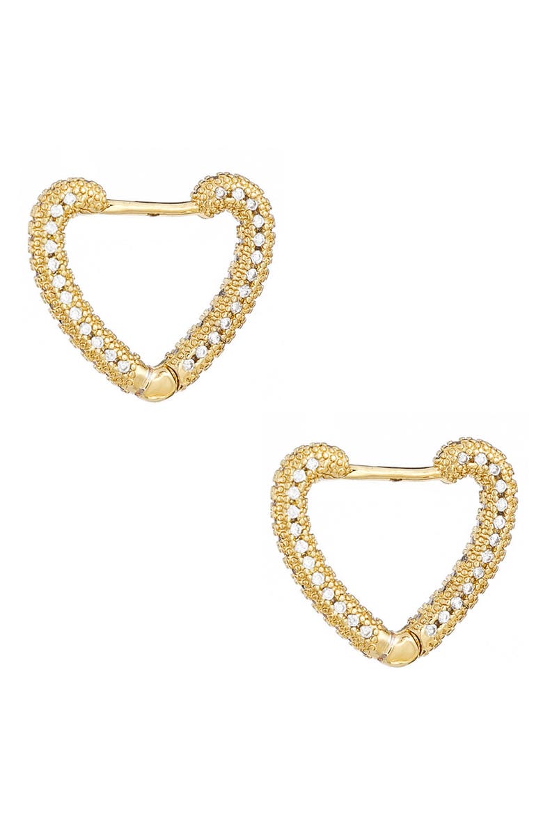 Ettika Pavé Heart Huggie Earrings, Main, color, Gold