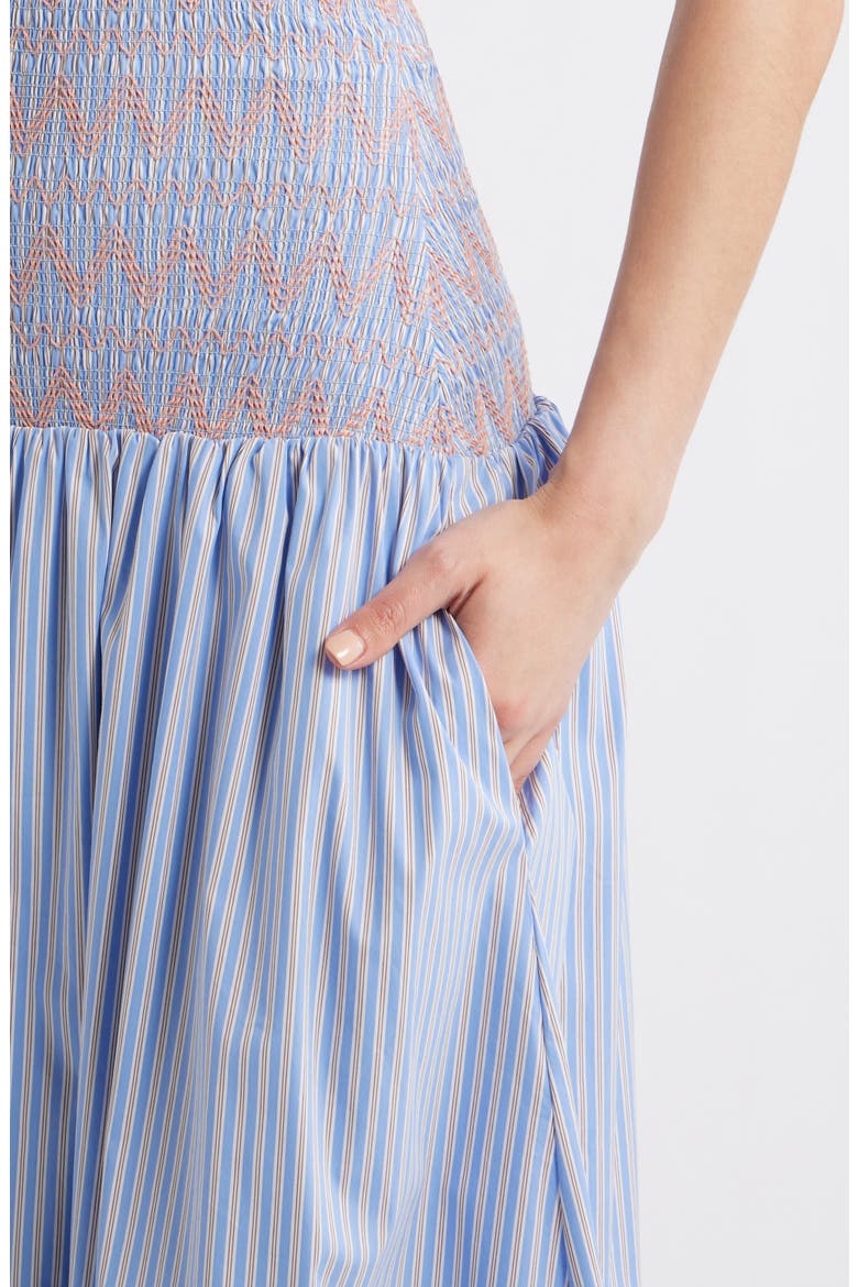Eleni Smocked Strapless Maxi Dress, Alternate, color, BLUE MULTI
