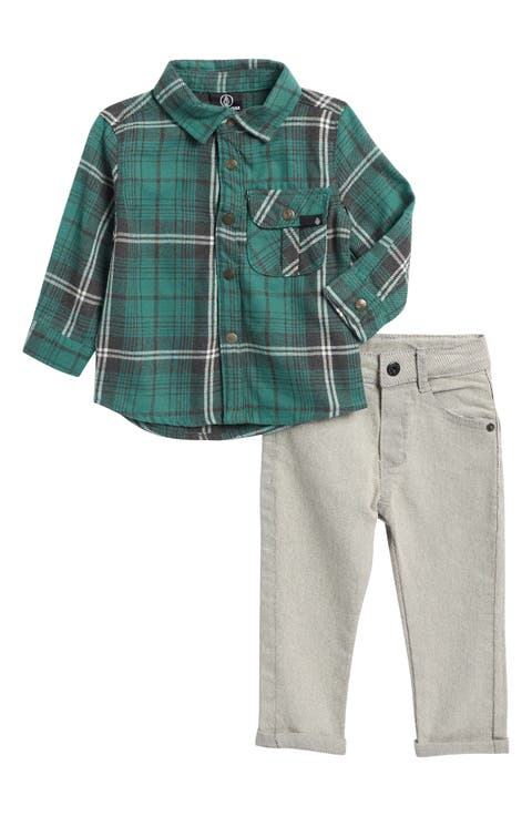 Brushed Flannel Shirt & Slim Fit Jeans Set (Baby)