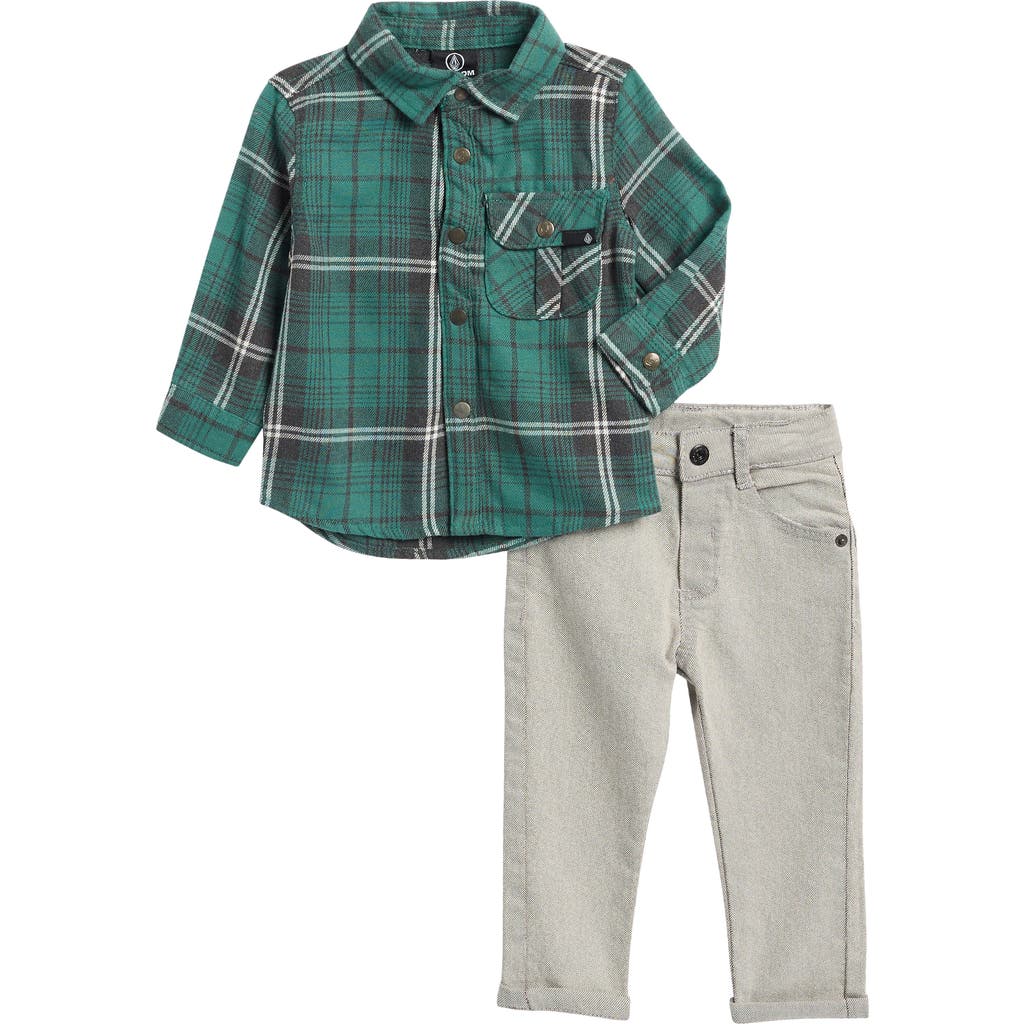 VOLCOM VOLCOM BRUSHED FLANNEL SHIRT & SLIM FIT JEANS SET