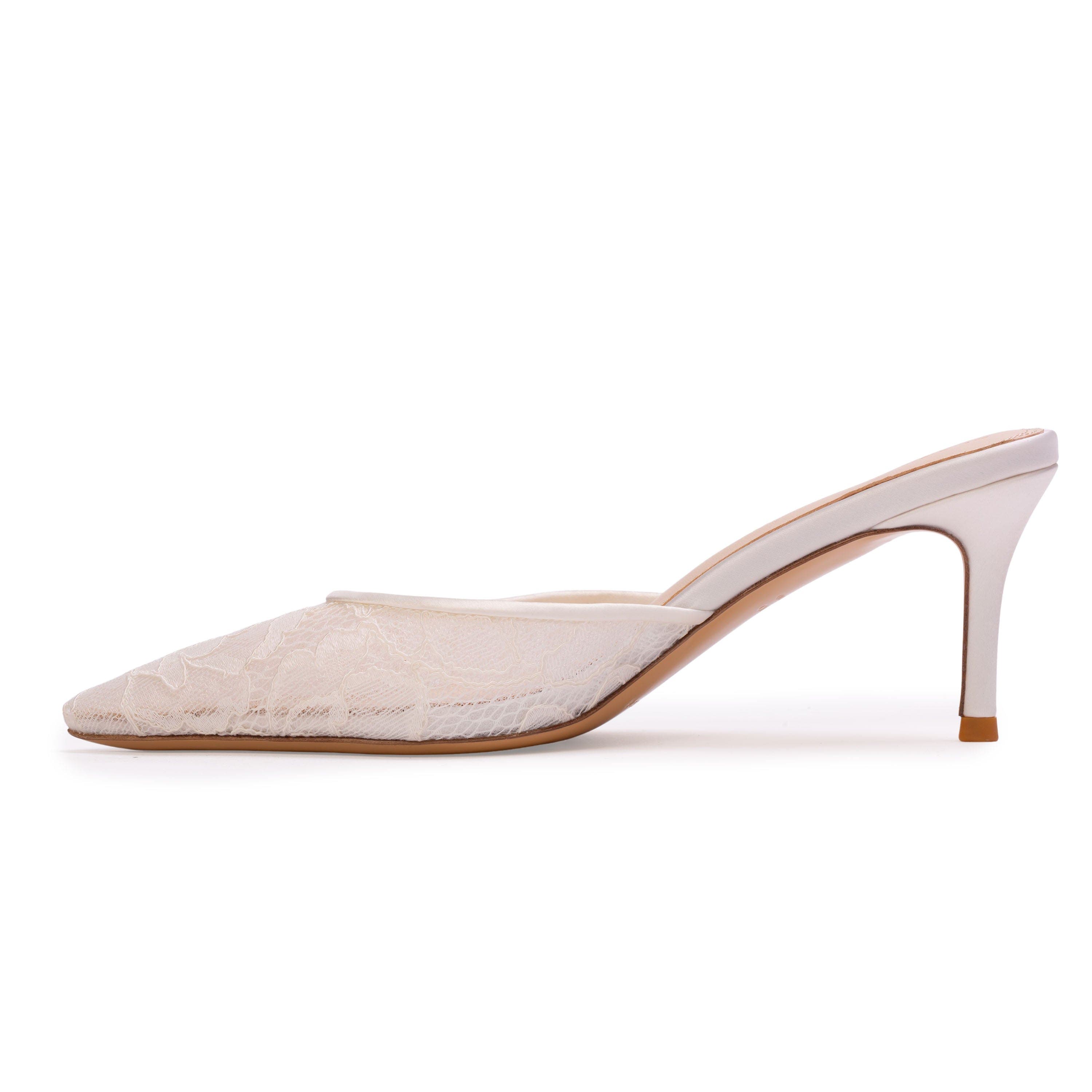 BLACK SUEDE STUDIO Jayla 70 Lace Mule, Alternate, color, White Floral Lace