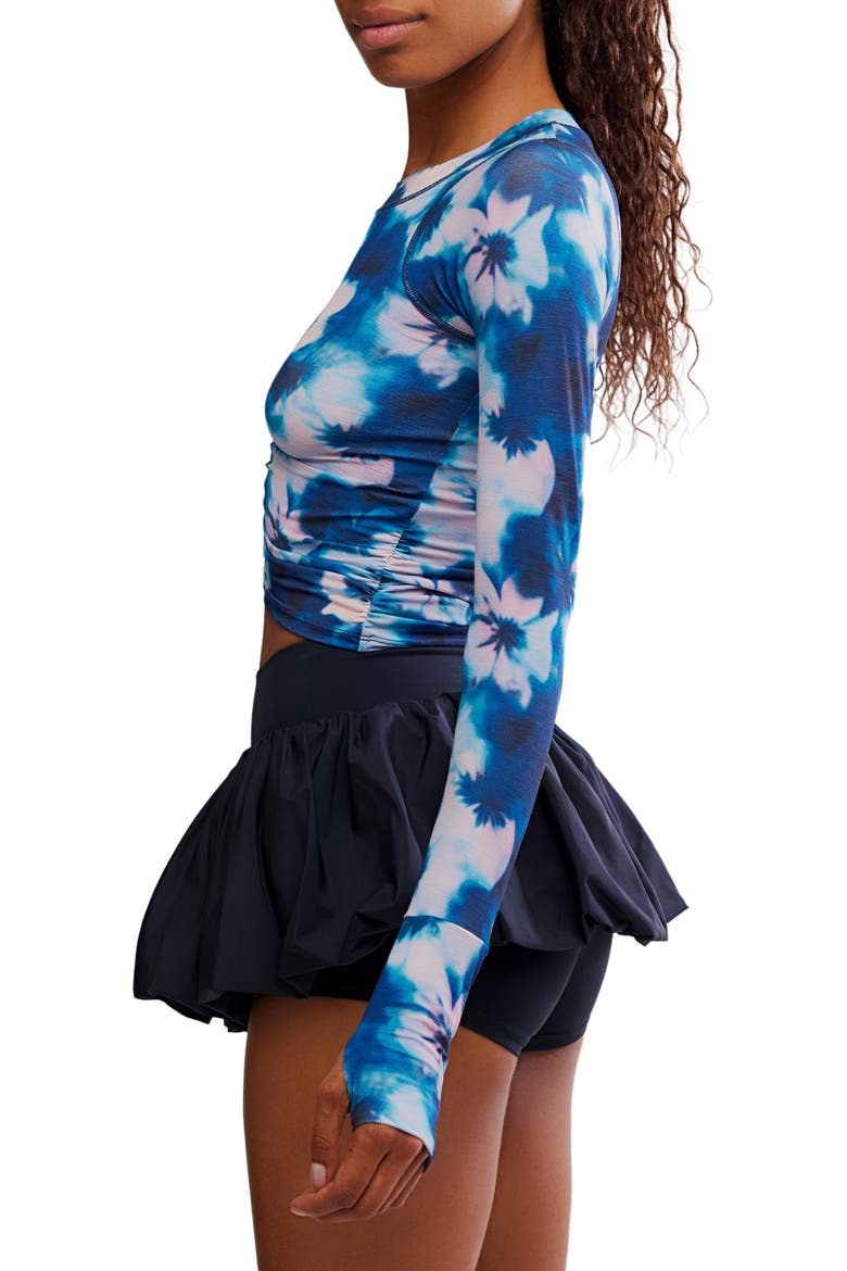 FP Movement Tempo Ruched Crop Top, Alternate, color, WATERCOLOR- BLUE