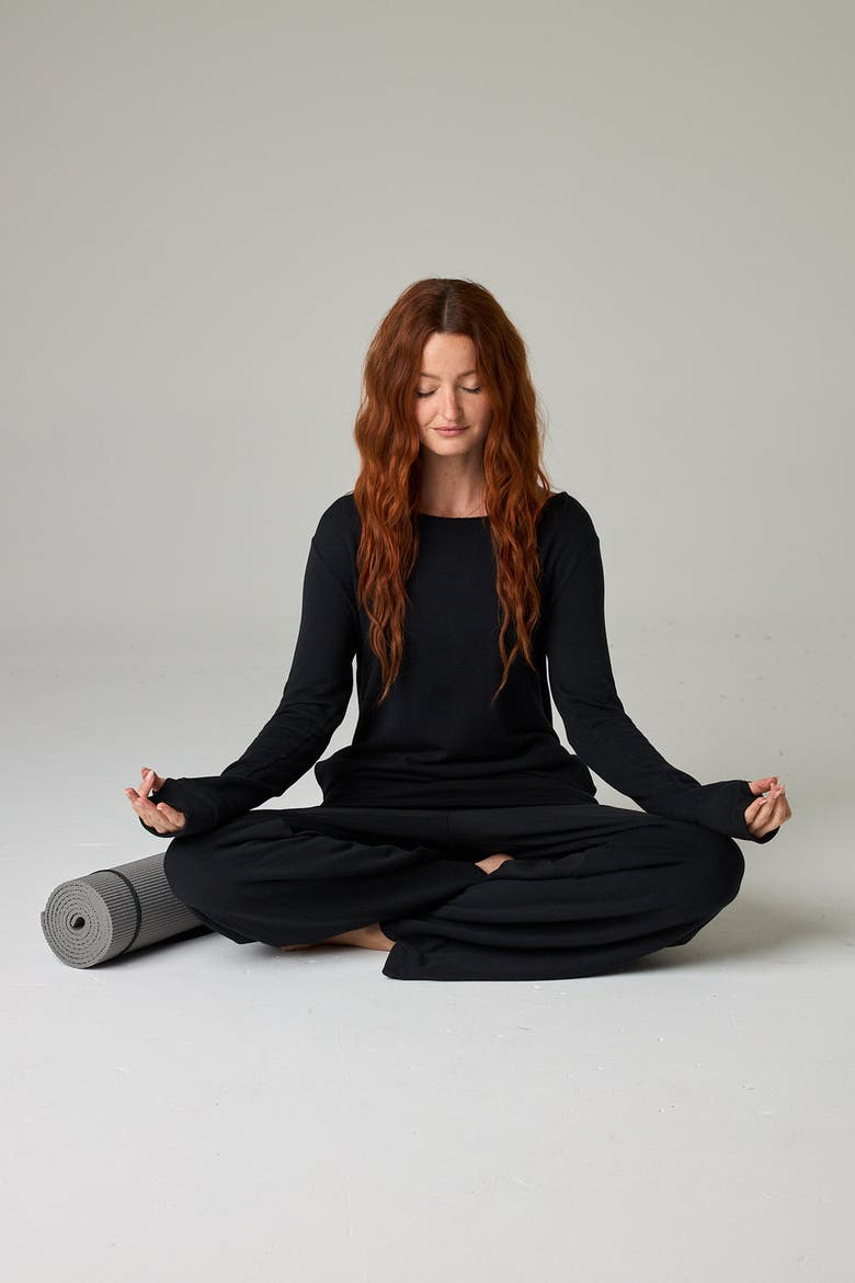 Baikal Eco-Luxe Fleece Wide-Leg Long Pant - Cloud-Soft Comfort, Alternate, color, Coal Black
