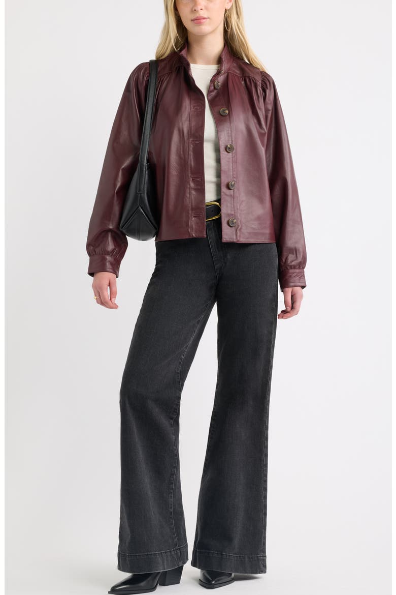 Leather Swing Jacket, Alternate, color, BURGUNDY ROYALE
