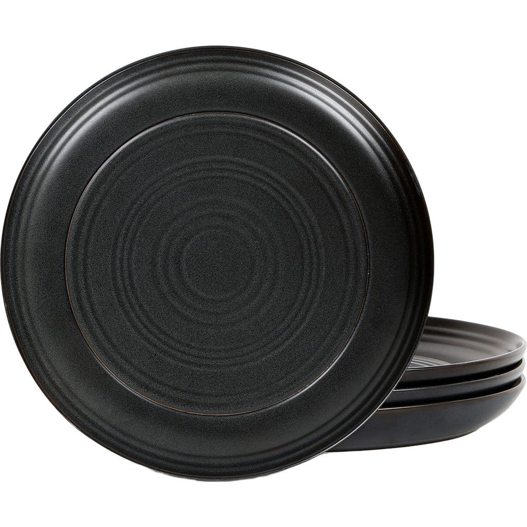 Stone Lain Elio Stoneware 4-piece Dinner Plate Set In Black