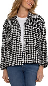 Liverpool Los Angeles Houndstooth Check Crop Shacket