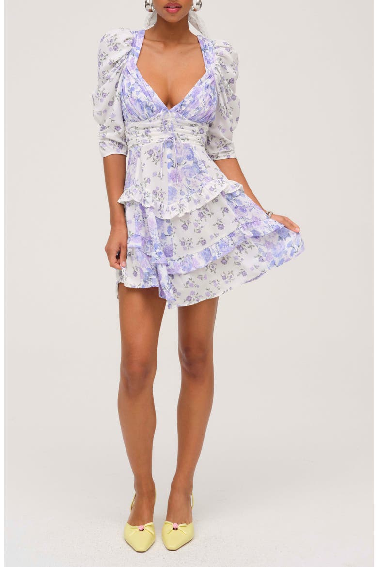 love x design dress nordstrom rack For & Lemons Rosalyn Print Ruffle Puff Sleeve Minidress (Women) Geneva Talla:4.A group-DHD6413FUS how to make a 59 length (size S)