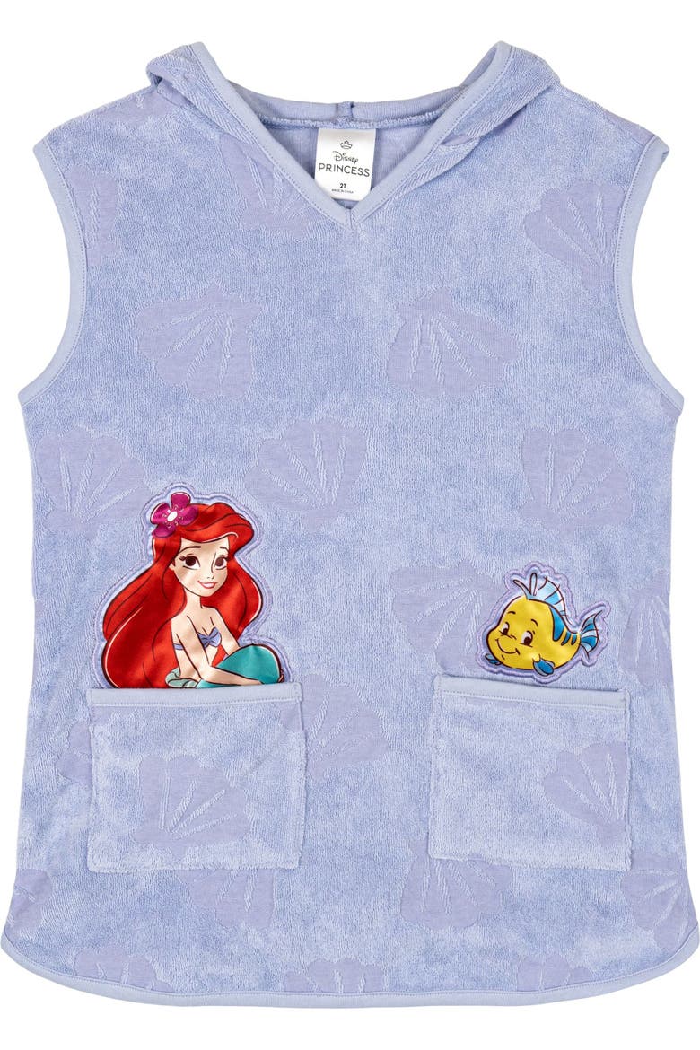 Princess Hooded Swimwear Cover Up, Alternate, color, Ariel Flounder Lilac
