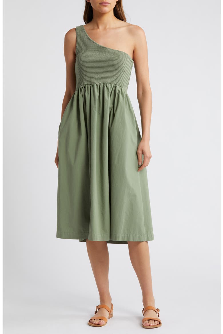 Connie One-Shoulder Fit & Flare Dress, Main, color, SEA SPRAY