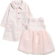 BLUEBERI boulevard Kids' Party Dress & Bouclé Coat Set