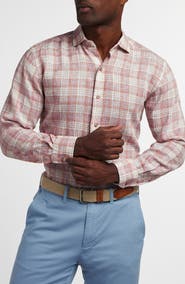 David Donahue Linen Check Sport Shirt