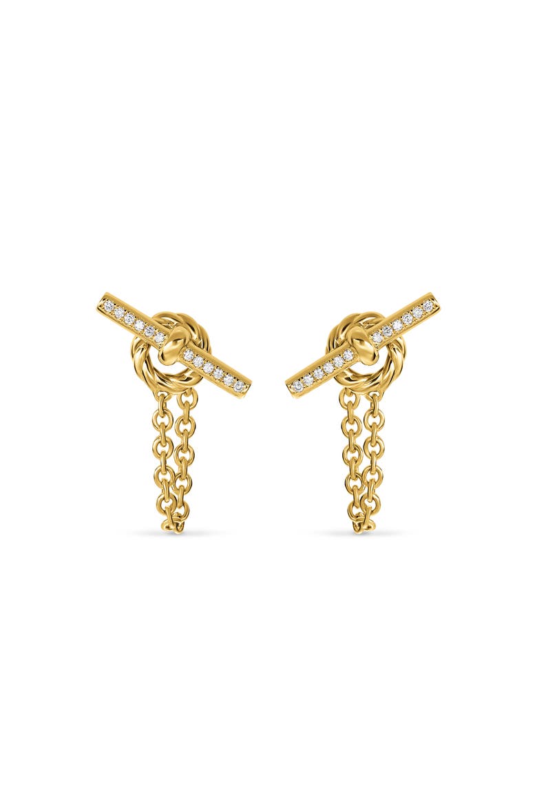 Mercer® Petite Toggle Stud Earrings in 18K Yellow Gold with Diamonds, 38.2mm, Main, color, DIAMOND/ GOLD