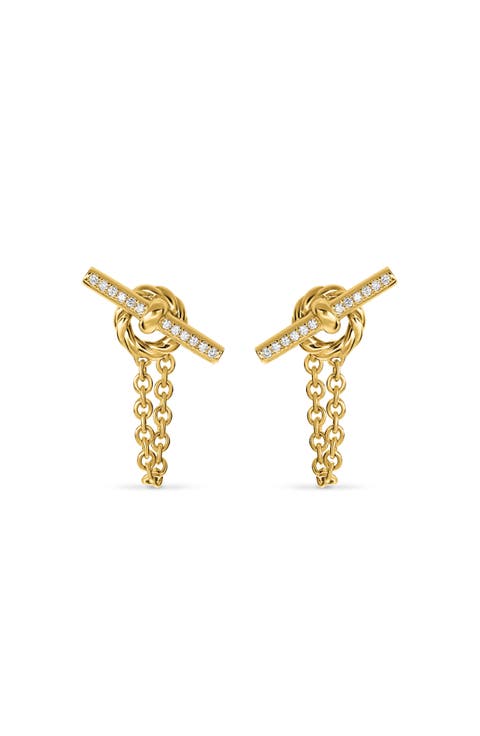 Mercer® Petite Toggle Stud Earrings in 18K Yellow Gold with Diamonds, 38.2mm
