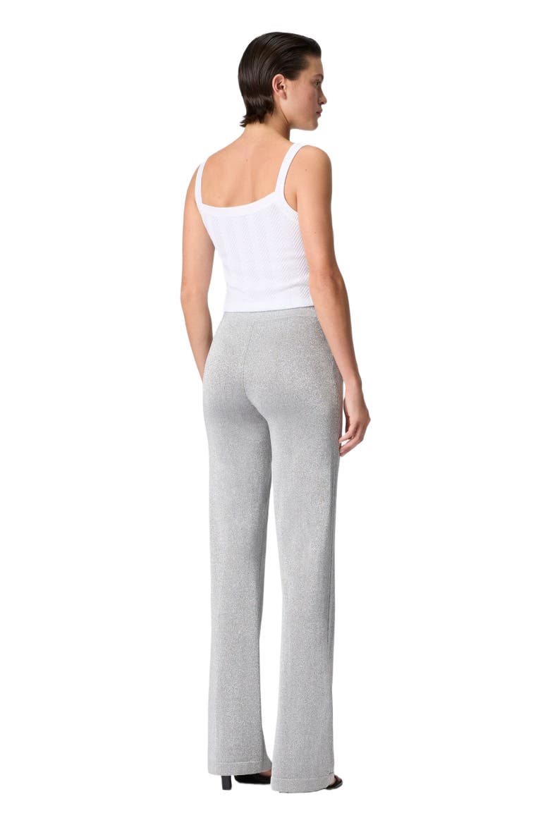 Lamé Fabric Flare Trousers, Alternate, color, Light Blue