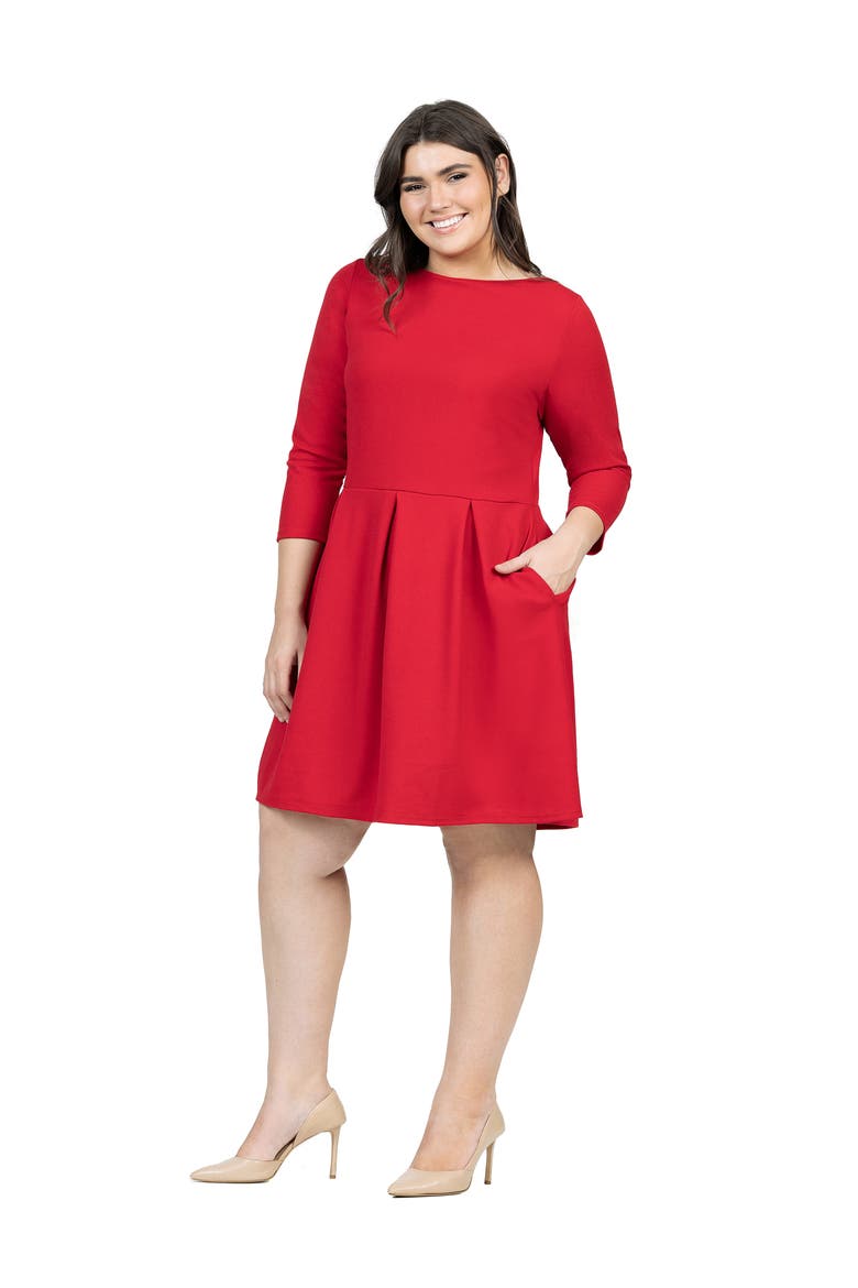 Plus Size Perfect Fit and Flare Pocket Dress, Alternate, color, Red